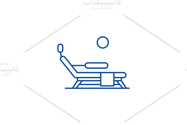 Sunbed on the beach line icon