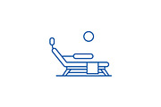 Sunbed on the beach line icon