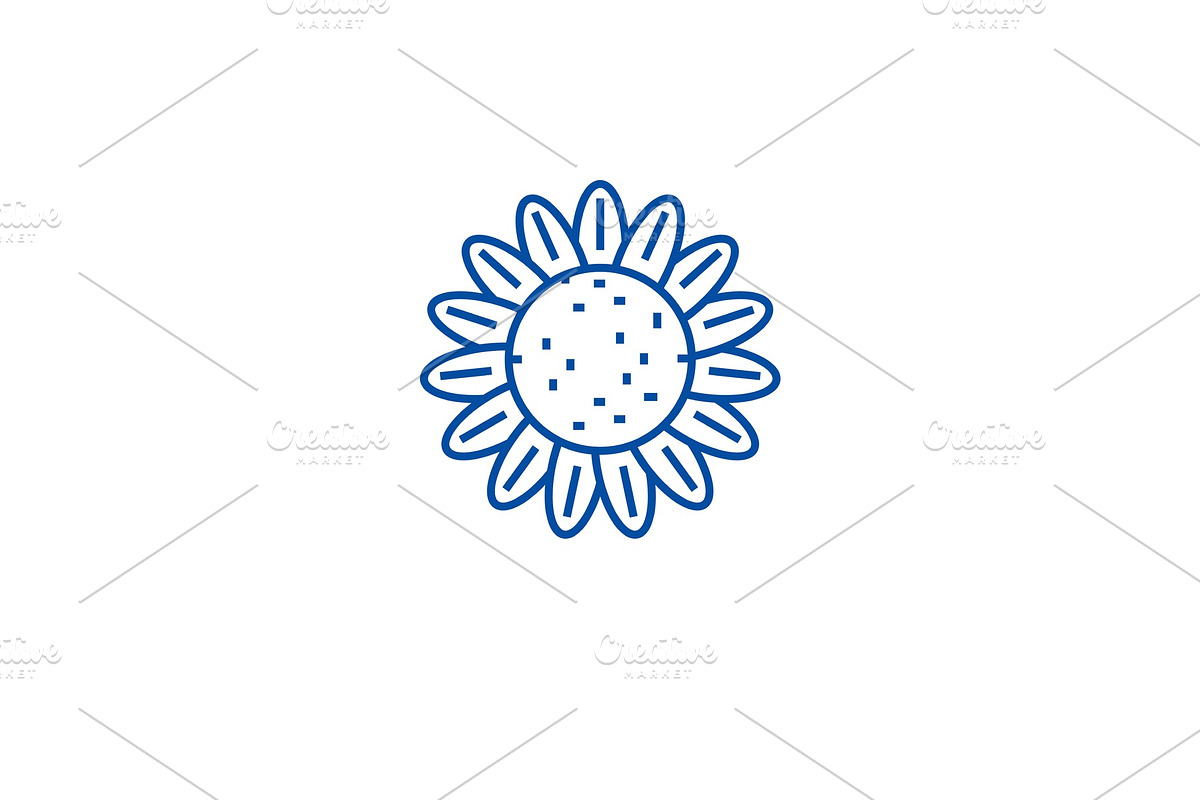 Sunflower line icon concept in Illustrations - product preview 8
