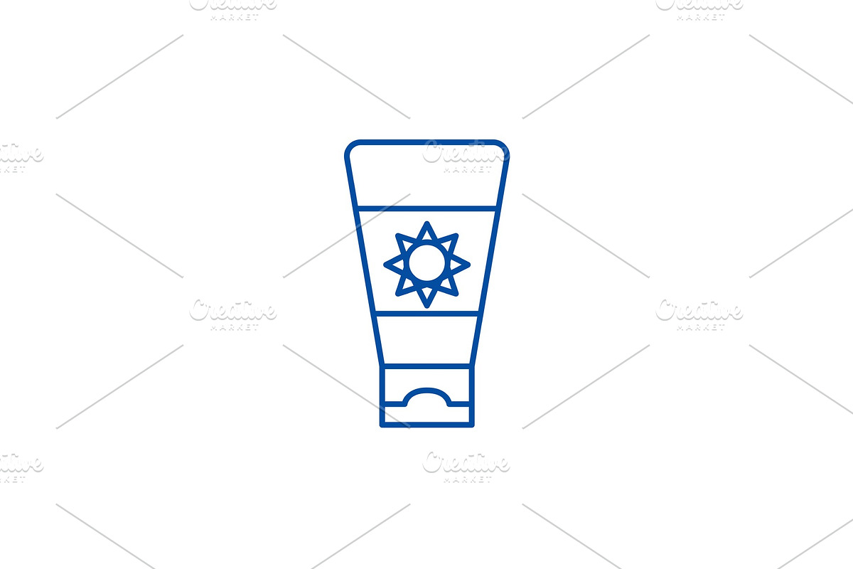 Sunscreen cream line icon concept in Illustrations - product preview 8