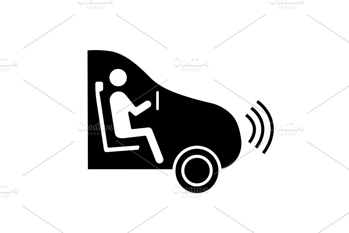 Autonomous car glyph icon in Icons - product preview 8