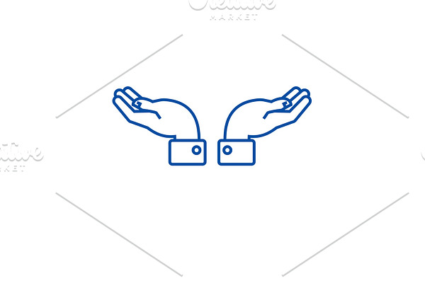 Support hands line icon concept