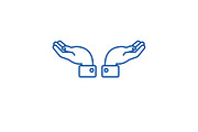 Support hands line icon concept