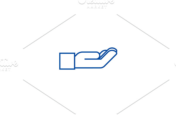Supporting hand line icon concept