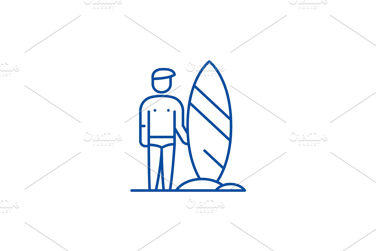 Surfer line icon concept. Surfer in Illustrations - product preview 8
