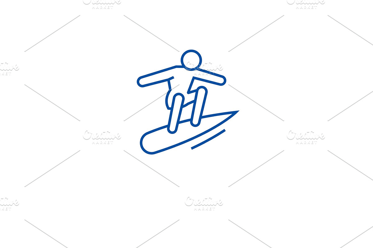 Surfer on wave line icon concept in Illustrations - product preview 8