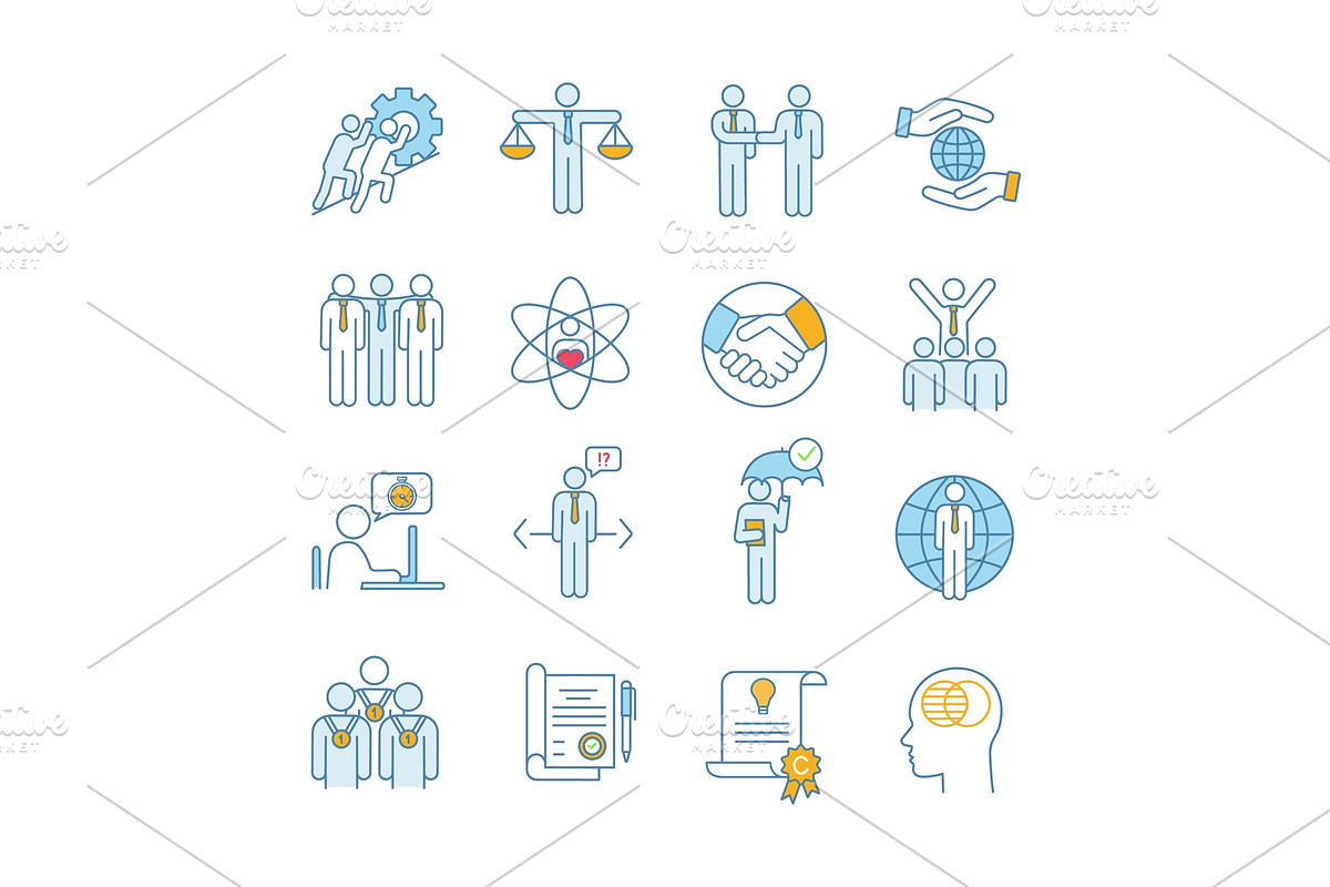 Business ethics color icons set in Icons - product preview 8