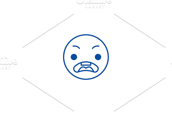 Surprised emoji line icon concept