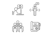 Business ethics linear icons set