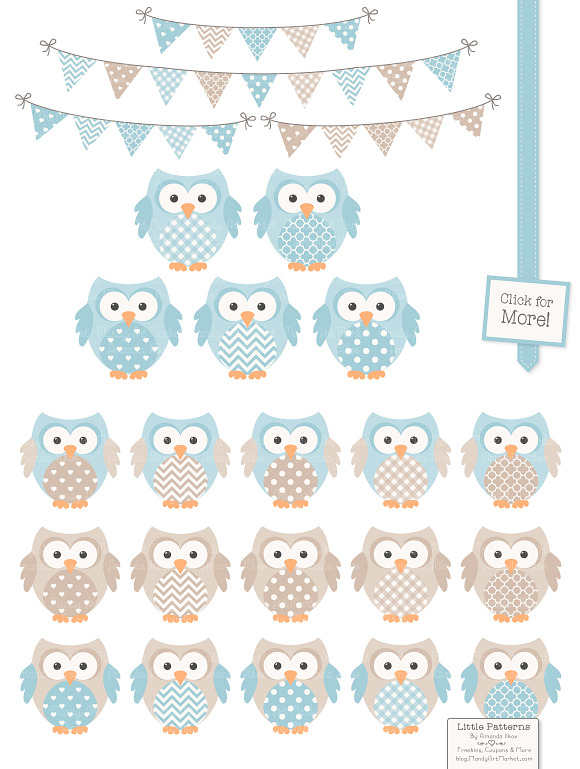 Soft Blue Vector Owls & Papers in Illustrations - product preview 1