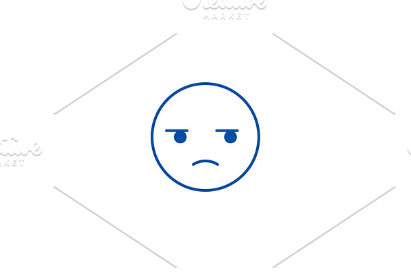 Suspicious emoji line icon concept