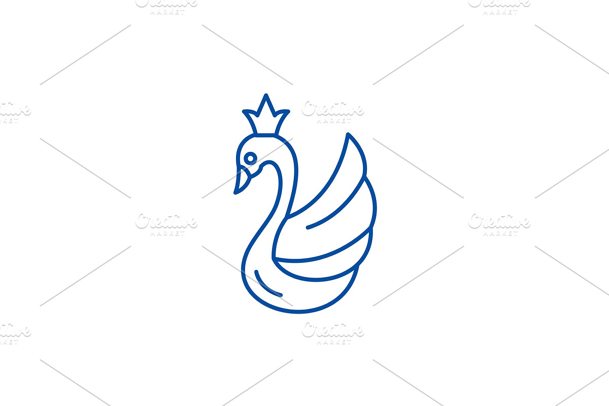 Swan line icon concept. Swan flat in Illustrations - product preview 8