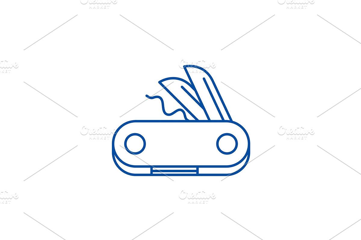 Swiss knife line icon concept. Swiss in Objects - product preview 8