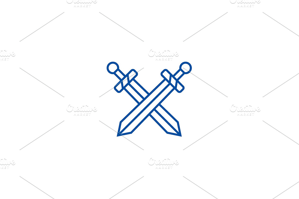 Swords line icon concept. Swords in Objects - product preview 8