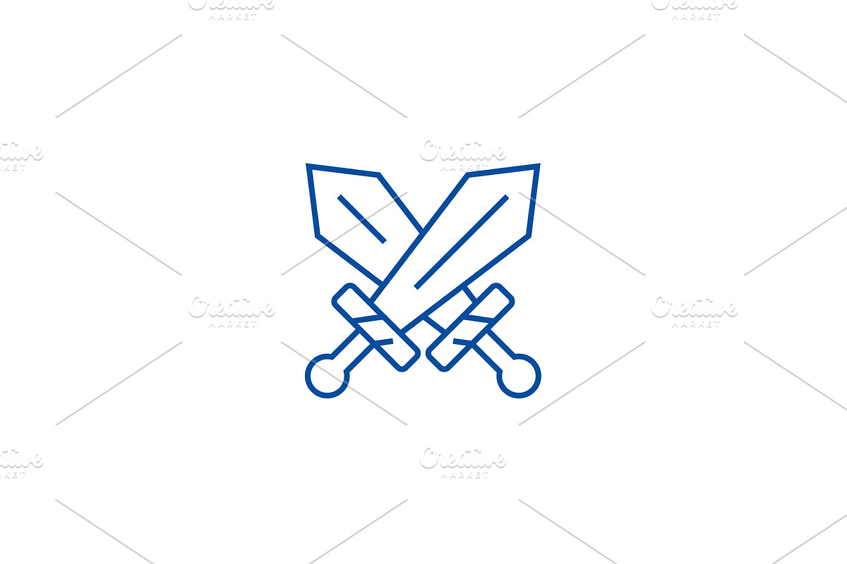 Swords sign line icon concept in Objects - product preview 8