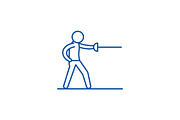 Swordsman line icon concept