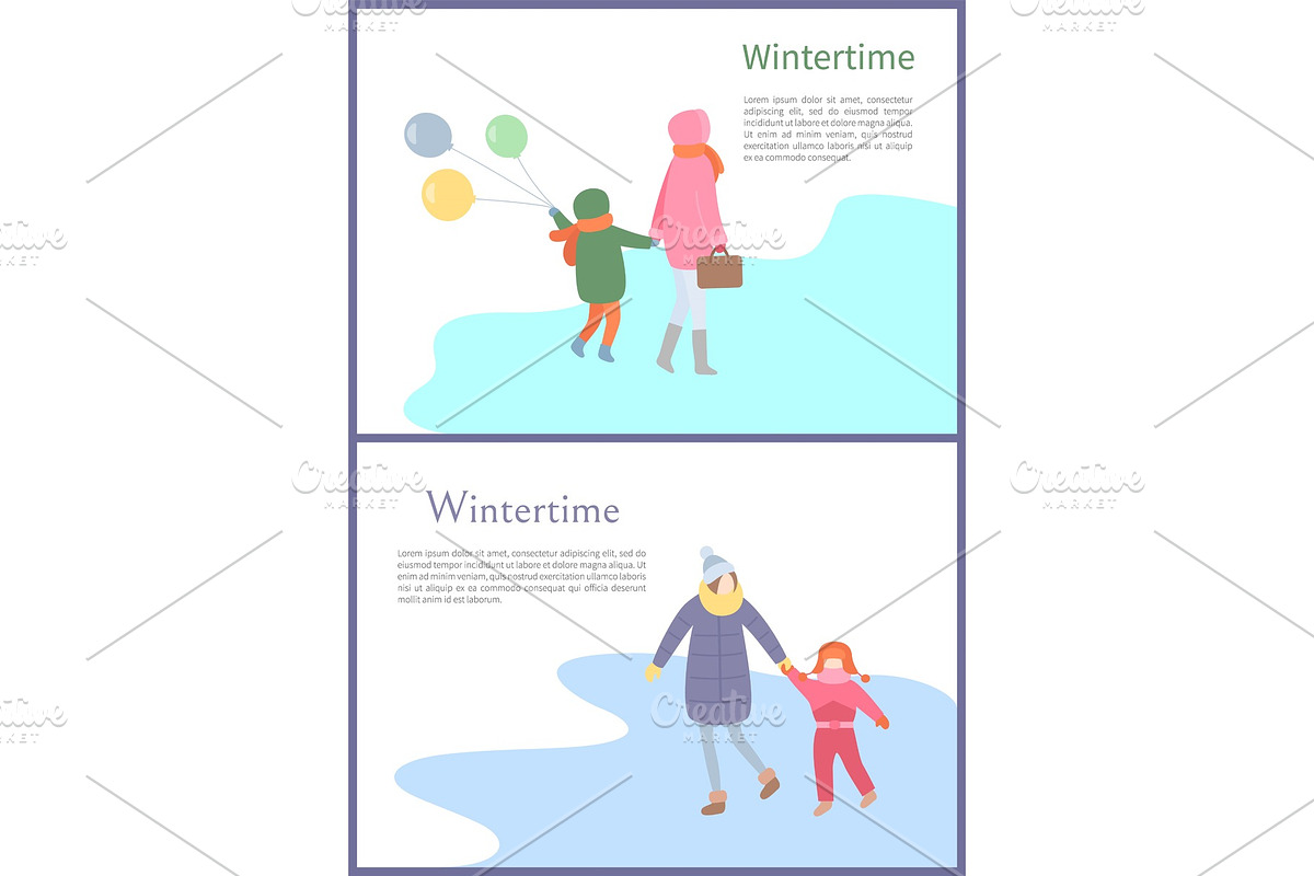 Set of Walking Mum with Child in in Illustrations - product preview 8