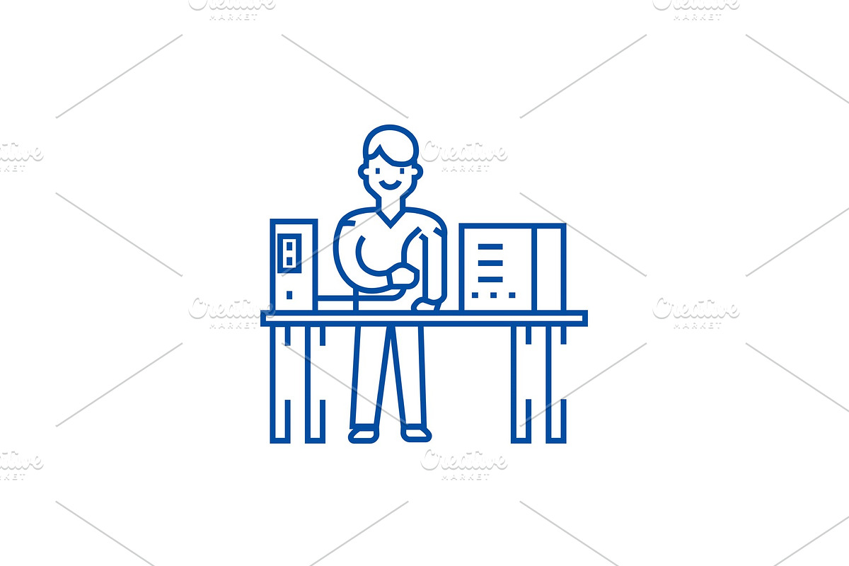 System administrator line icon in Illustrations - product preview 8