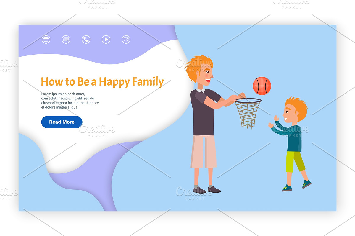How to Be Happy Family Web Page with in Illustrations - product preview 8