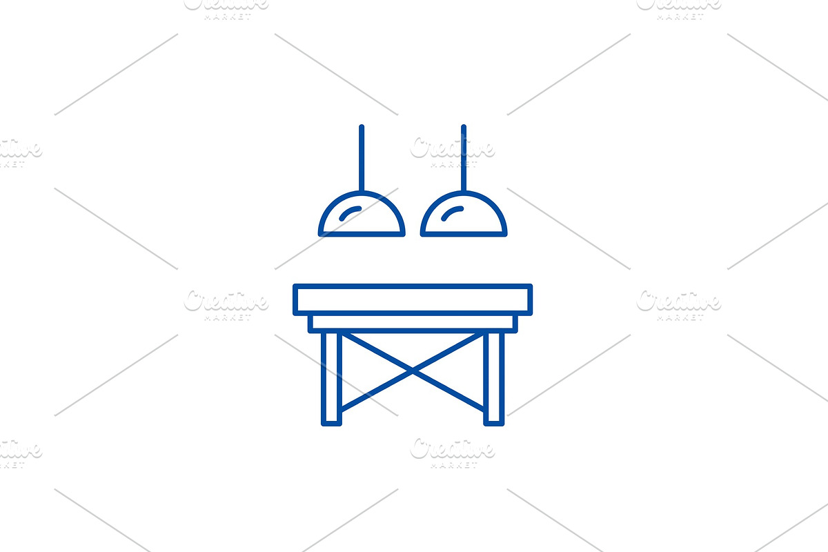 Table in the living room line icon in Illustrations - product preview 8