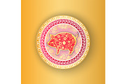 Gold Circle Decorated by Piggy and
