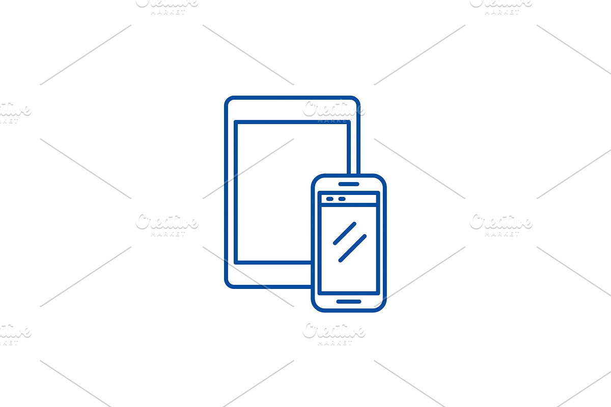 Tablet and smartphone line icon in Illustrations - product preview 8