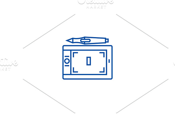 Tablet graphics line icon concept