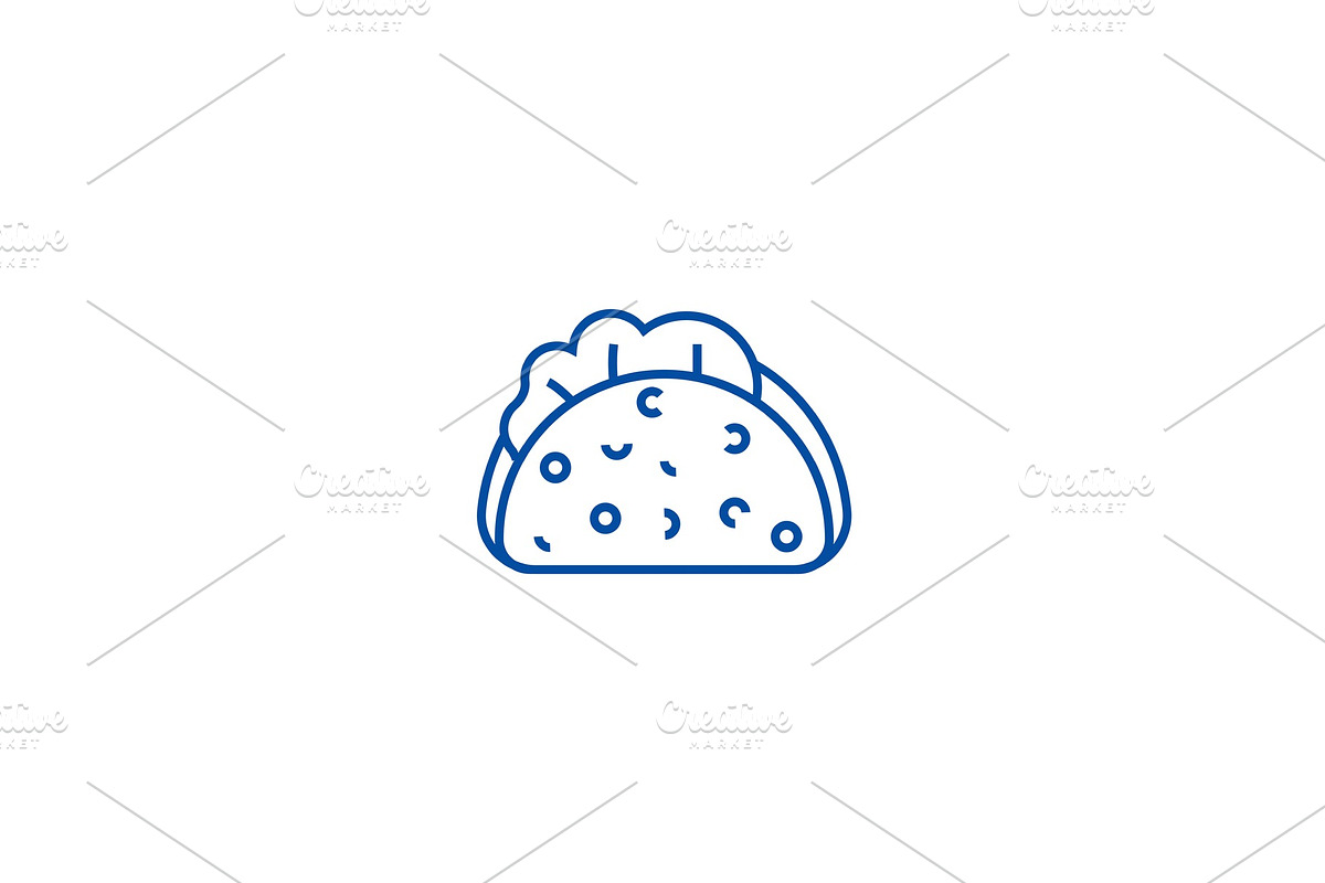 Taco line icon concept. Taco flat in Illustrations - product preview 8