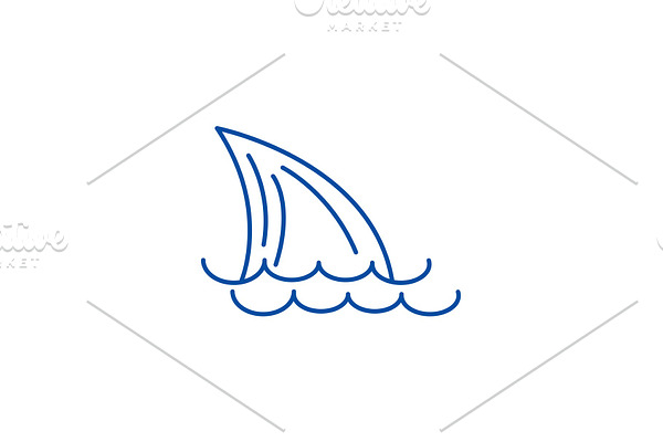 Tail of a shark,sea line icon