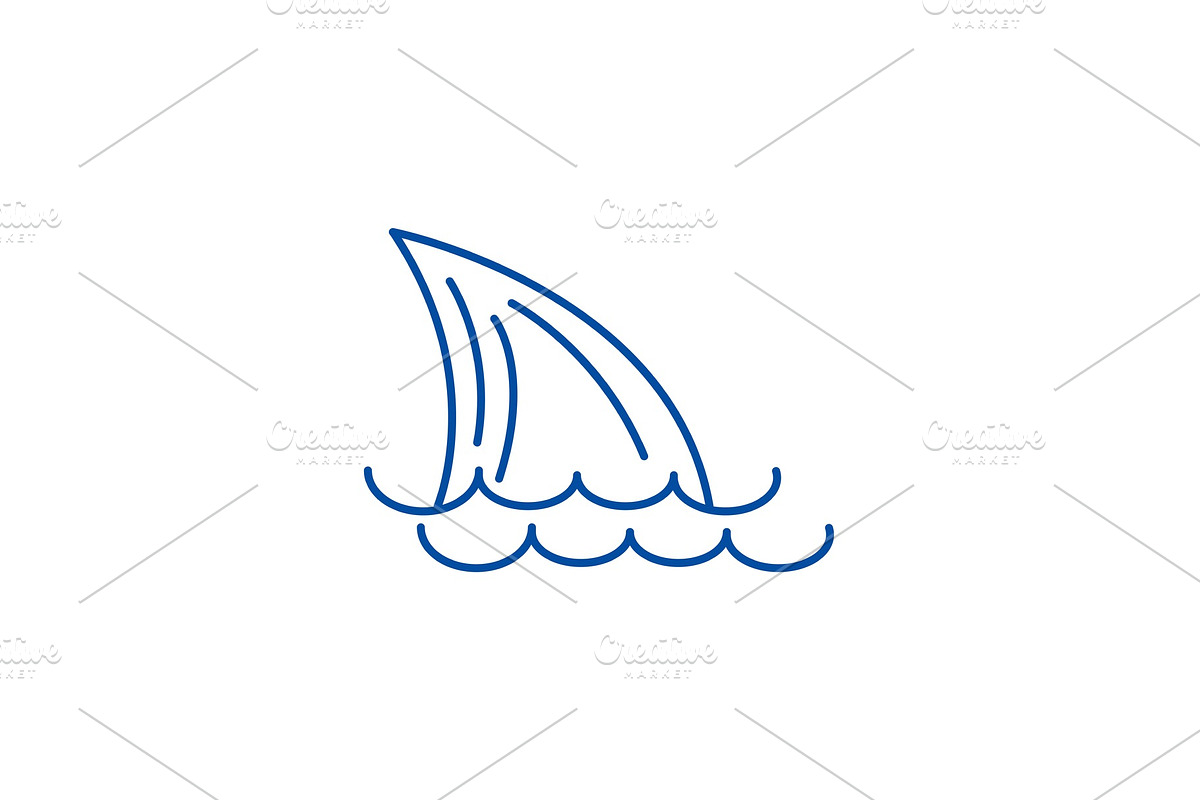 Tail of a shark,sea line icon in Illustrations - product preview 8