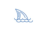Tail of a shark,sea line icon