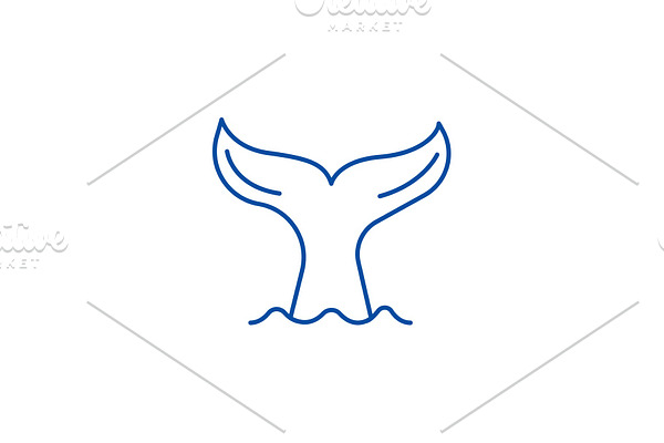 Tail of a whale line icon concept
