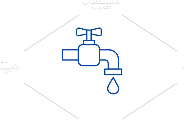 Tap water line icon concept. Tap