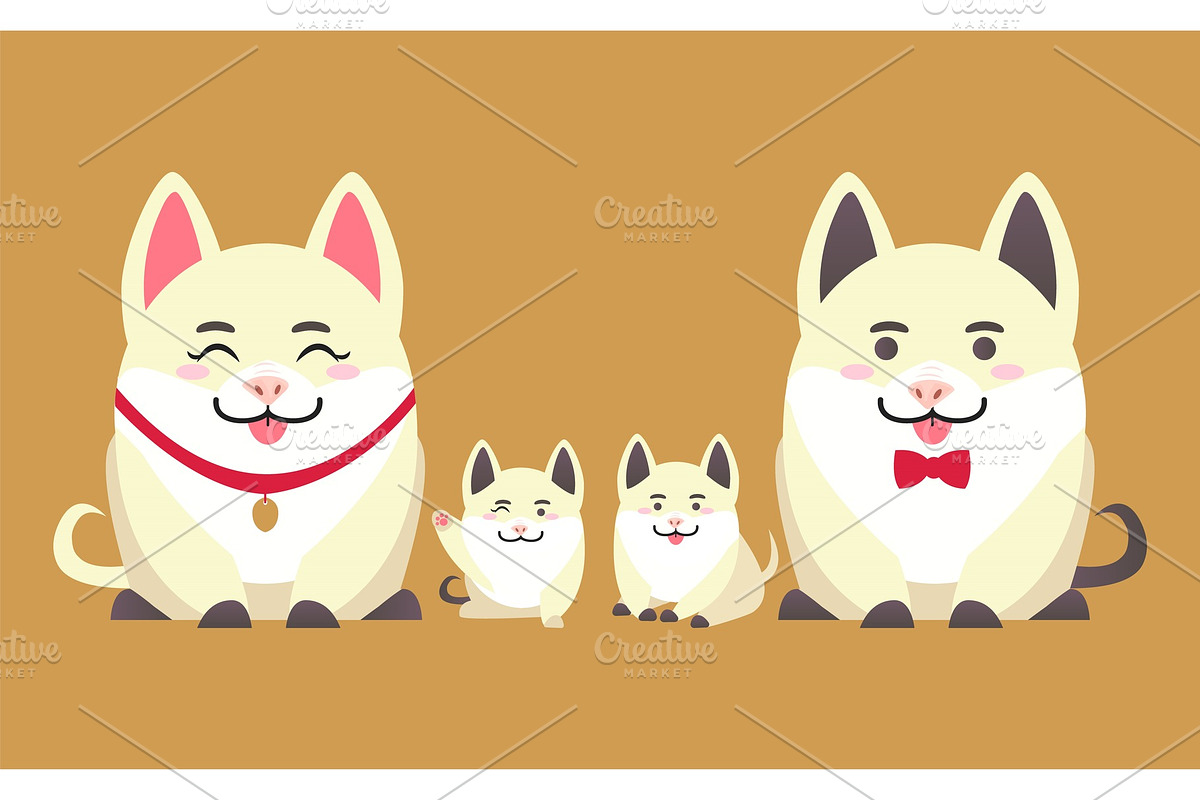 Family of Cheerful Pig Animals, Flat in Illustrations - product preview 8
