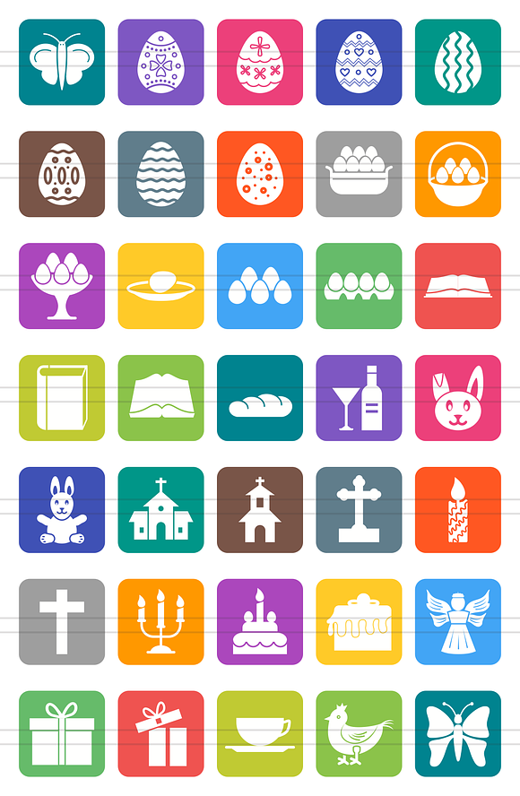 35 Easter Flat Round Corner Icons in Graphics - product preview 1