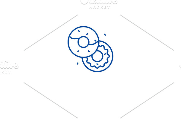 Tasty donuts line icon concept