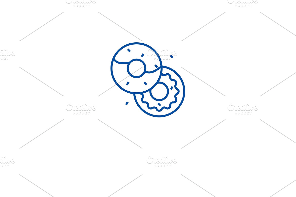Tasty donuts line icon concept in Illustrations - product preview 8