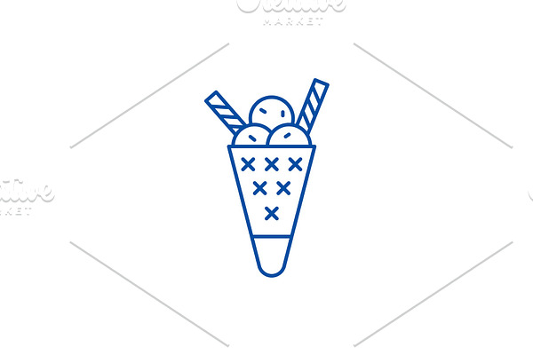 Tasty ice cream line icon concept