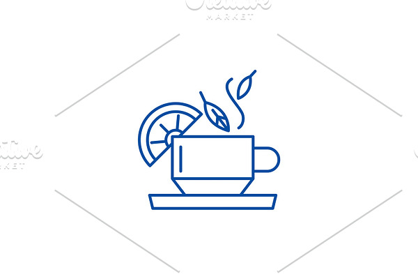 Tea for health line icon concept