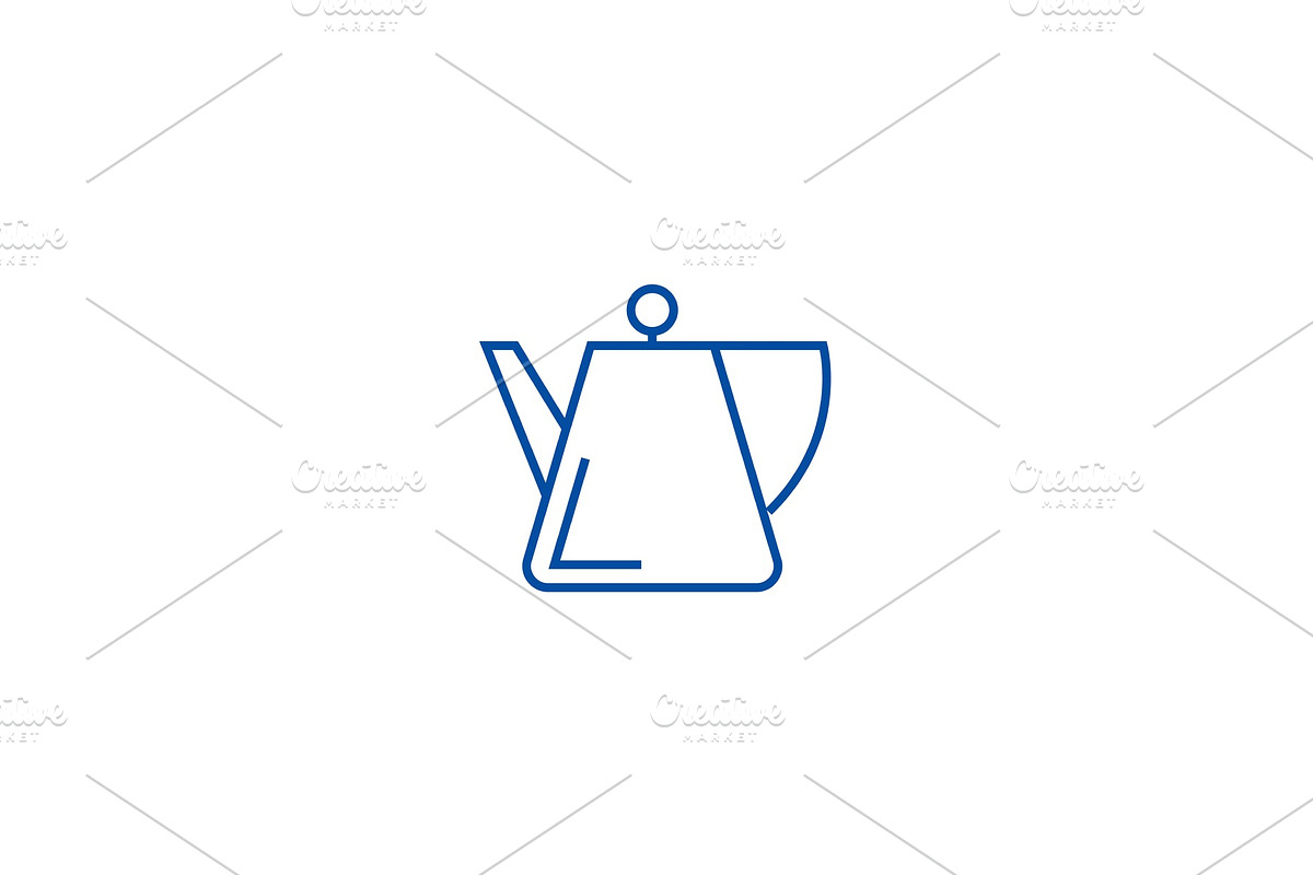 Tea kettle, spot line icon concept in Illustrations - product preview 8