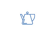 Tea kettle, spot line icon concept