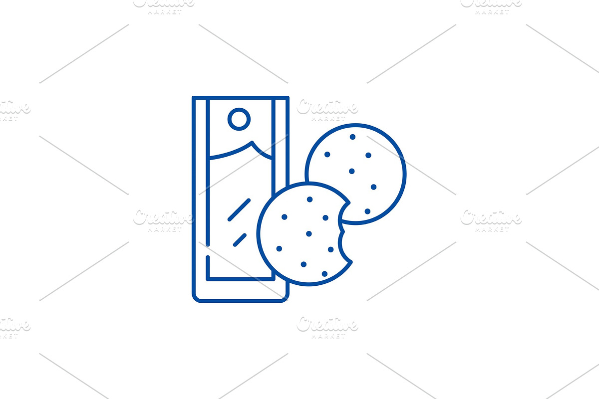 Tea with cookies line icon concept in Illustrations - product preview 8