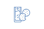 Tea with cookies line icon concept