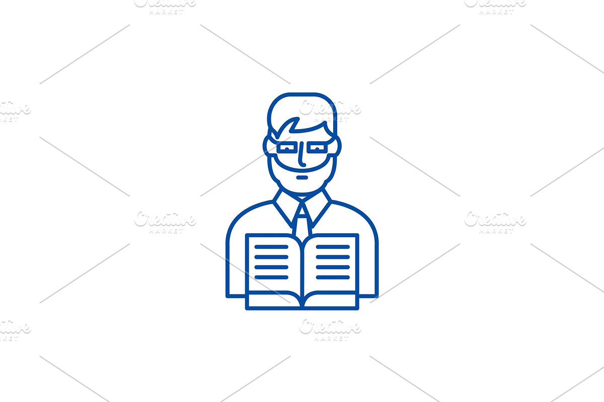 Teacher line icon concept. Teacher in Illustrations - product preview 8