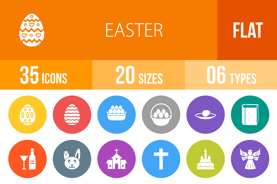 35 Easter Flat Round Icons