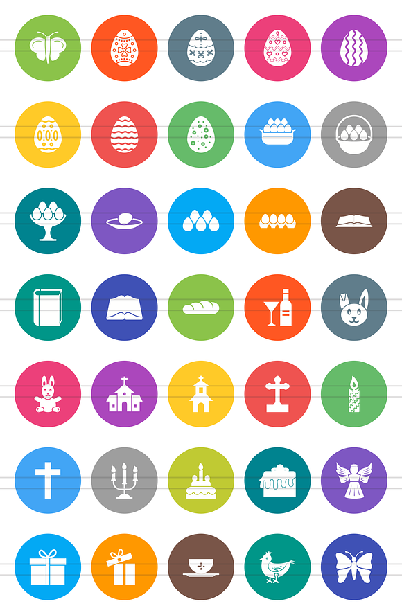 35 Easter Flat Round Icons in Graphics - product preview 1