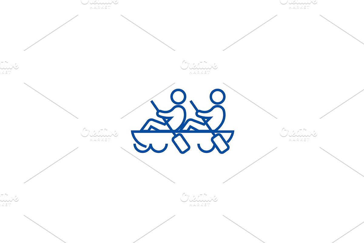 Team spirit,teamwork,canoe line icon in Illustrations - product preview 8