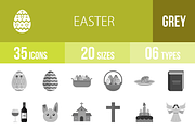 35 Easter Greyscale Icons