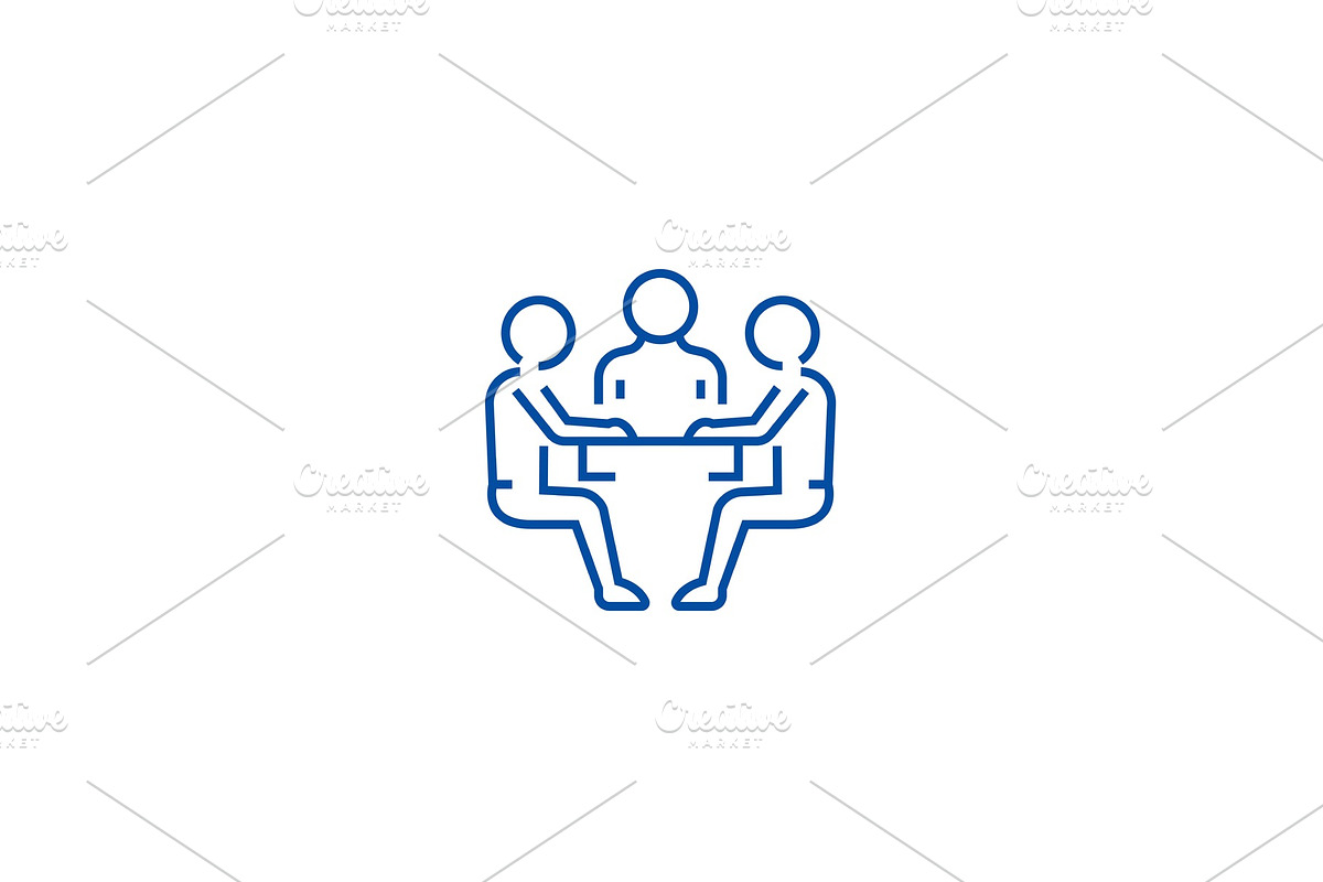 Team strategy,discussion line icon in Illustrations - product preview 8