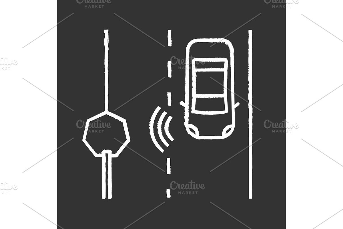 Autonomous car read road sign icon in Icons - product preview 8